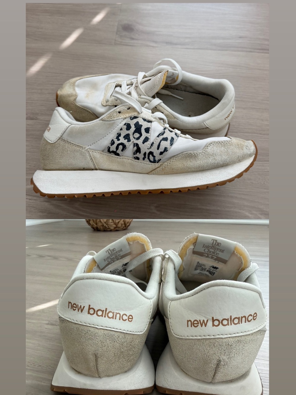 New Balance Women’s Cream and White Sneakers with Leopard Accent - Picture 5 of 8
